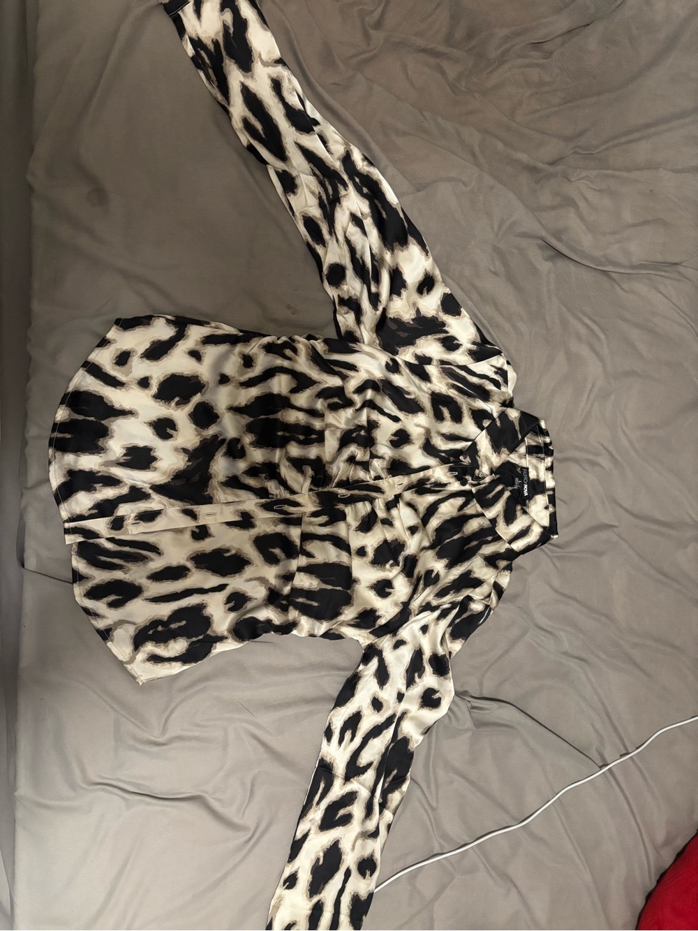 Fashion Nova Black and White Animal Print Matching Set Top